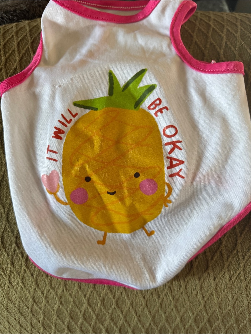 White & Pink Pineapple Graphic Dogs One-Piece